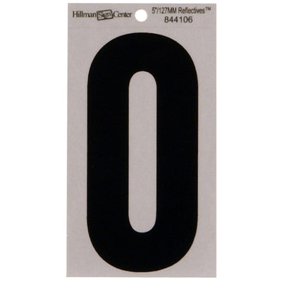 HILLMAN 5 in. Reflective Black Vinyl Self-Adhesive Number 0