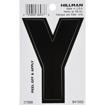 HILLMAN 3 in. Black Vinyl Self-Adhesive Letter Y