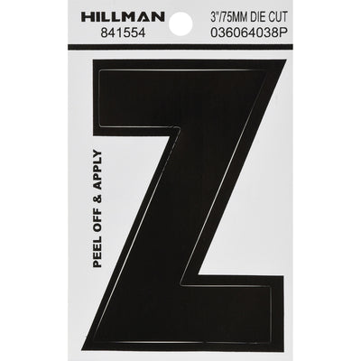 HILLMAN 3 in. Black Vinyl Self-Adhesive Letter Z