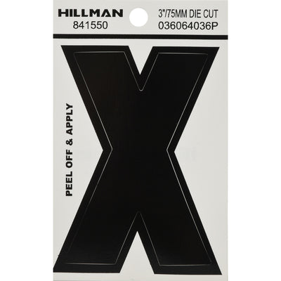 HILLMAN 3 in. Black Vinyl Self-Adhesive Letter X