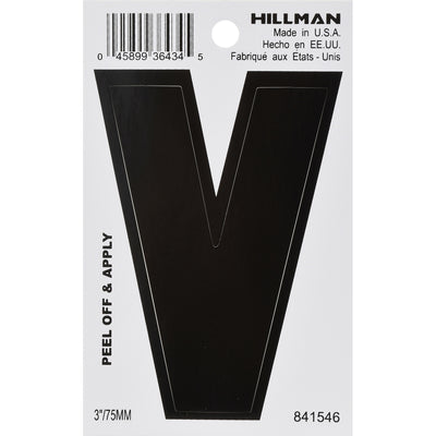 HILLMAN 3 in. Black Vinyl Self-Adhesive Letter V