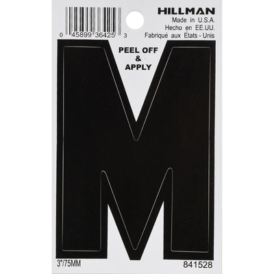 HILLMAN 3 in. Black Vinyl Self-Adhesive Letter M