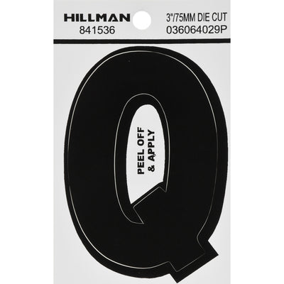 HILLMAN 3 in. Black Vinyl Self-Adhesive Letter Q