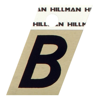 HILLMAN 1.5 in. Reflective Black Aluminum Self-Adhesive Letter B