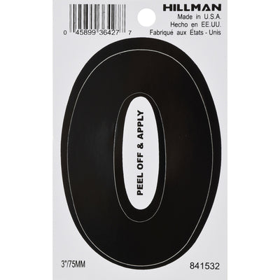 HILLMAN 3 in. Black Vinyl Self-Adhesive Letter O