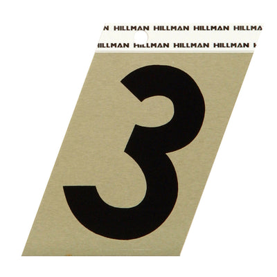 HILLMAN 3 in. Reflective Black Vinyl Self-Adhesive Number 3