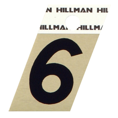HILLMAN 1.5 in. Reflective Black Aluminum Self-Adhesive Number 6