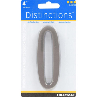 HILLMAN Distinctions 4 in. Silver Zinc Die-Cast Self-Adhesive Number 0