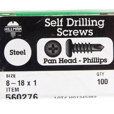 HILLMAN No. 8 Ga. X 1 in. L Phillips Pan Head Self-Drilling Screws 100 pk