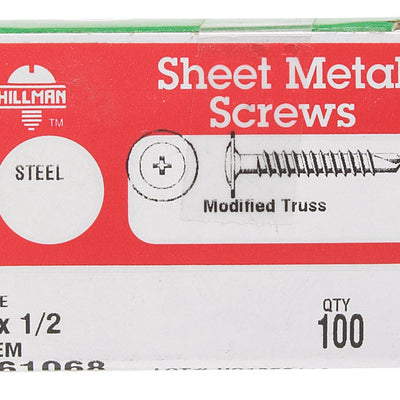HILLMAN No. 8 Ga. X 1/2 in. L Phillips Truss Head Self-Drilling Screws 100 pk