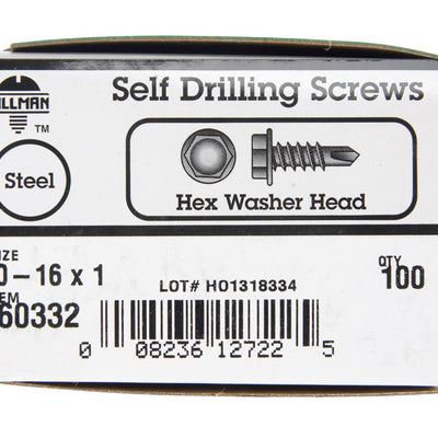 HILLMAN No. 10 Ga. X 1 in. L Hex Hex Washer Head Sheet Metal Screws 100 pk