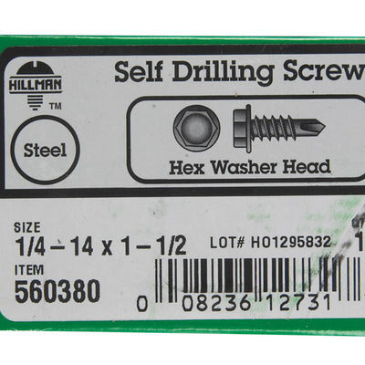 HILLMAN 1/4 in. Ga. X 1-1/2 in. L Hex Hex Washer Head Sheet Metal Screws 100 pk