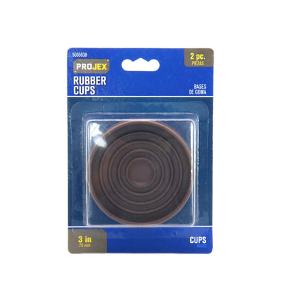 Projex Rubber Furniture Cups Brown Round 3 in. W X 3 in. L 2 pk