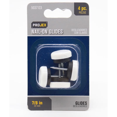Projex White 7/8 in. Nail-On Nylon Chair Glide 4 pk