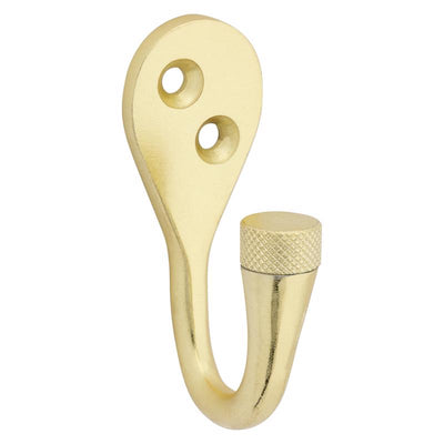 National Hardware Powell Medium Brushed Gold Aluminum 2-5/8 in. L Knurled Hook 60 lb