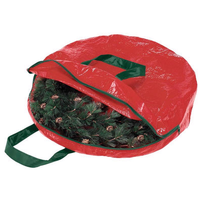 Whitmor Black/Red Wreath Storage Bag 17 H X 8 in. W X 1.8 in. D