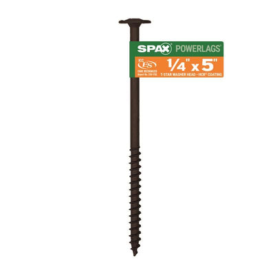 SPAX PowerLags 1/4 in. X 5 in. L Washer High Corrosion Resistant Carbon Steel Lag Screw