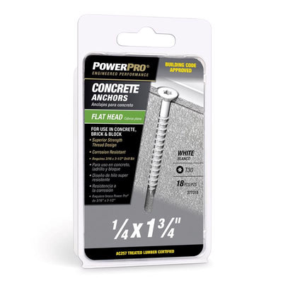 Hillman 1/4 in. D X 1-3/4 in. L Carbon Steel Flat Head Concrete Screw Anchor 18 pk