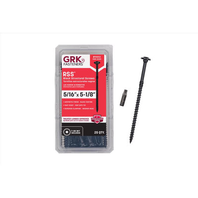GRK Fasteners RSS 5/16 or No. 15 in. X 5-1/8 in. L Star Black W-Cut Structural Wood Screws