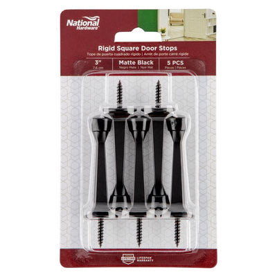 National Hardware Zinc Matte Black Rigid Door Stop Mounts to wall 0.97 in.