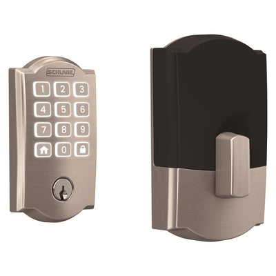 Schlage Arrive Satin Nickel Steel Wi-Fi Deadbolt with Camelot Trim