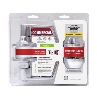 Tell Manufacturing Satin Chrome Entry Lever and Deadbolt Set N/A 1-3/4 in.