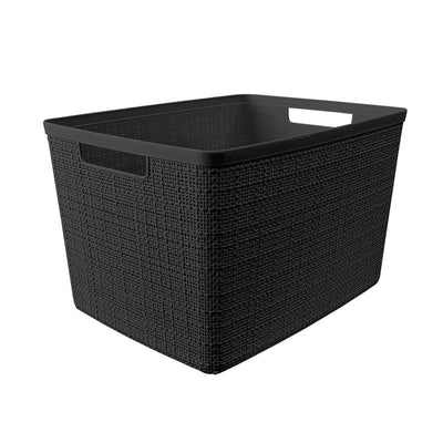 Curver Large 18 L Black Woven Basket 9.1 in. H X 11.0 in. W X 14.2 in. D
