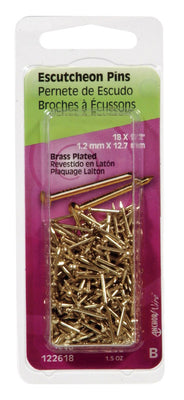 HILLMAN Anchor Wire 18 Ga. X 1/2 in. L Brass-Plated Steel Escutcheon Pins 1.5 oz