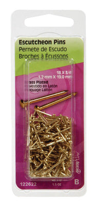 HILLMAN 18 Ga. X 3/4 in. L Brass-Plated Steel Escutcheon Pins 1.5 oz