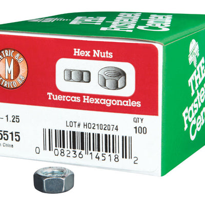Hillman M8-1.25 mm Zinc-Plated Steel Metric Hex Nut 100 pk