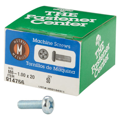 HILLMAN M6-1 Ga. X 20 mm L Phillips Pan Head Zinc-Plated Steel Metric Machine Screws