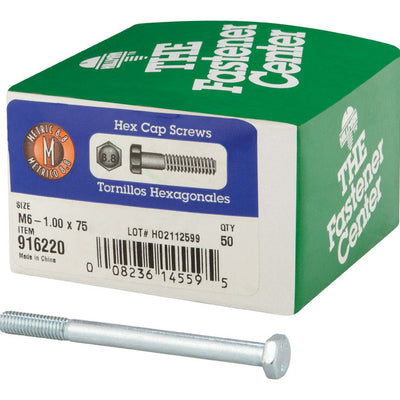 HILLMAN M6-1.00 mm D X 75 mm L Heat Treated Steel Hex Head Cap Screw