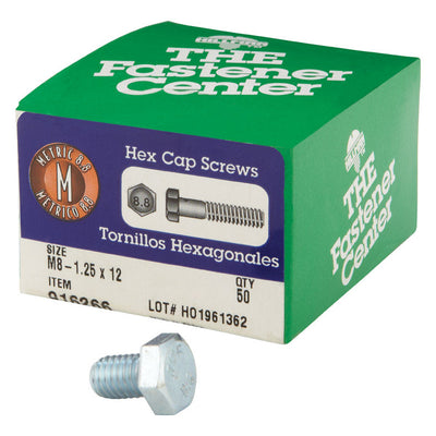 HILLMAN M8-1.25 mm D X 12 mm L Heat Treated Steel Hex Head Cap Screw