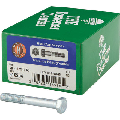 HILLMAN M8-1.25 mm D X 60 mm L Heat Treated Steel Hex Head Cap Screw