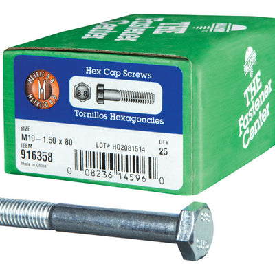 HILLMAN M10-1.50 mm D X 80 mm L Heat Treated Zinc Steel Hex Head Cap Screw