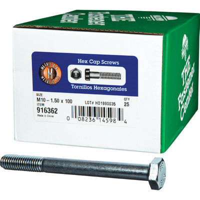 HILLMAN M10-1.50 mm D X 100 mm L Heat Treated Zinc Steel Hex Head Cap Screw
