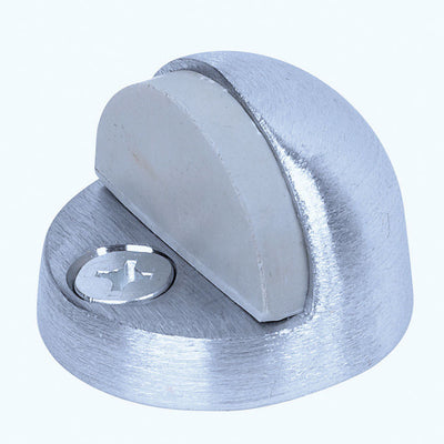 Tell 2 in. W Aluminum Satin Chrome Silver Door Stop Mounts to floor 1-3/4 in.