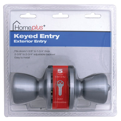 Home Plus Satin Chrome Entry Lockset 1-3/4 in.