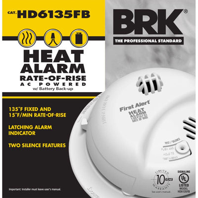 BRK Hard-Wired w/Battery Back-up Ionization Heat Alarm