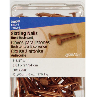 HILLMAN 1-1/2 in. Slate Copper Nail Flat Head