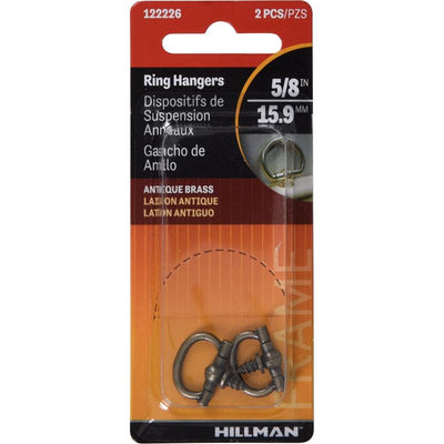 HILLMAN Antique Brass Gold Oval Ring Hanger 2 pc