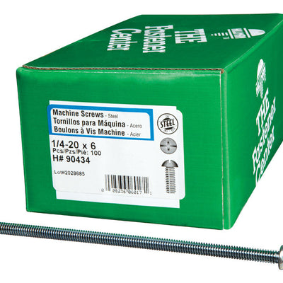 HILLMAN No. 1/4-20 in. X 6 in. L Combination Round Head Zinc-Plated Steel Machine Screws 100 pk