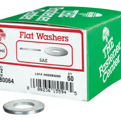 HILLMAN Zinc-Plated Steel 1/2 in. SAE Flat Washer 50 pk