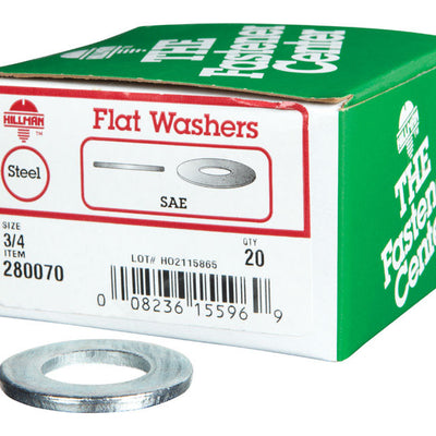 HILLMAN Zinc-Plated Steel 3/4 in. SAE Flat Washer 20 pk