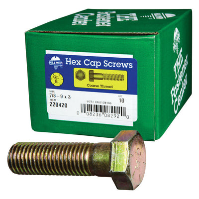 HILLMAN 7/8-9 in. D X 3 in. L Heat Treated Steel Hex Head Cap Screw