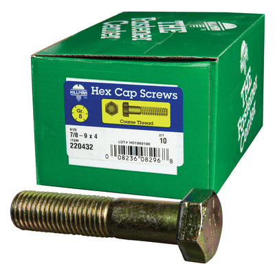 HILLMAN 7/8-9 in. D X 4 in. L Heat Treated Steel Hex Head Cap Screw