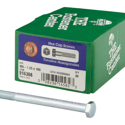 HILLMAN M8-1.25 mm D X 100 mm L Heat Treated Steel Hex Head Cap Screw