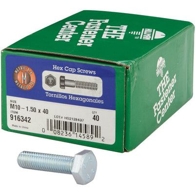 HILLMAN M10-1.50 mm D X 40 mm L Heat Treated Steel Hex Head Cap Screw 40 pk