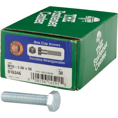 HILLMAN M10-1.50 mm D X 50 mm L Heat Treated Steel Hex Head Cap Screw 30 pk