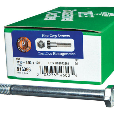 HILLMAN M10-1.50 mm D X 120 mm L Heat Treated Steel Hex Head Cap Screw 20 pk